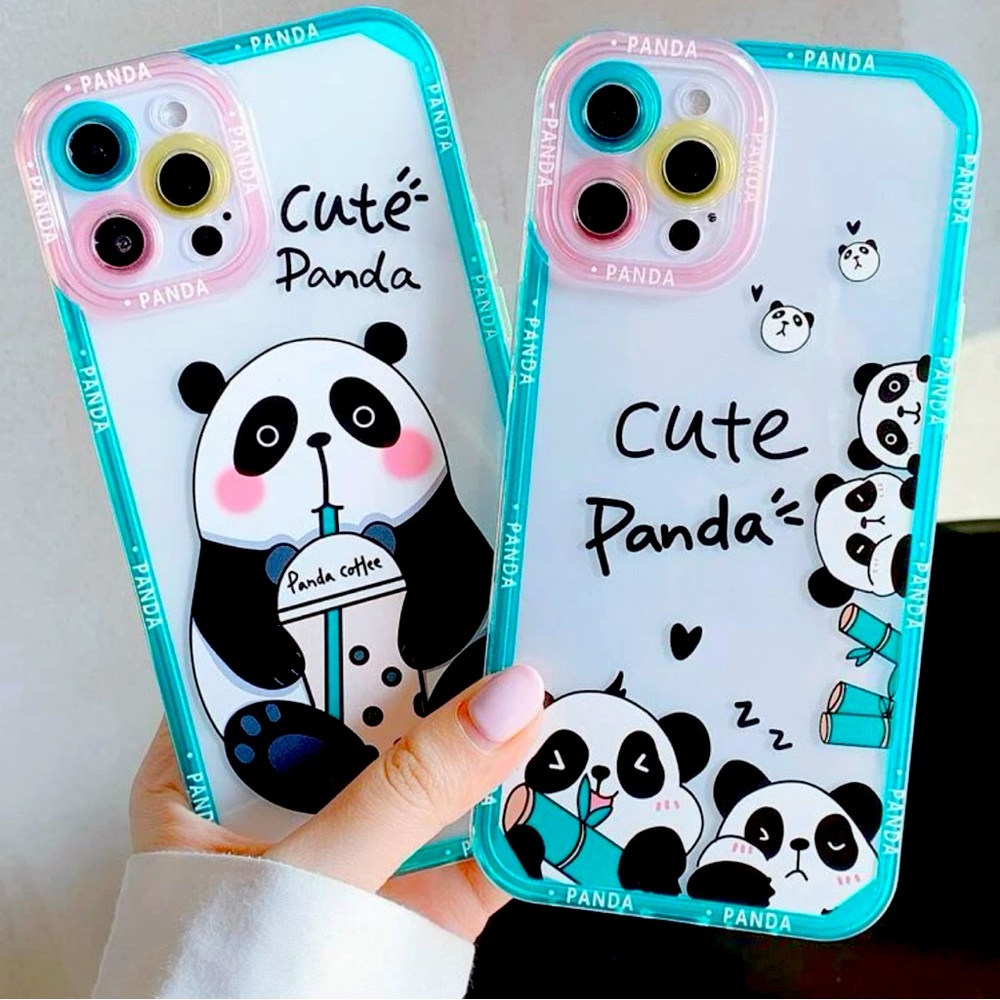 2pcs cartoon panda pattern clear phone case